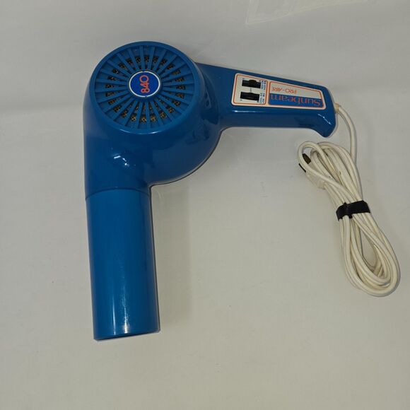 Vintage Sunbeam Pro-Aire 840 Hair Blow Dryer 1980s Blue Attachment 4 Settings - Picture 7 of 15